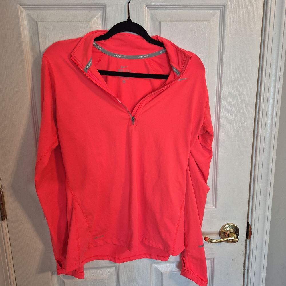 Nike Dri-Fit Element Womens Large Red 1/4 Zip Running Pullover Long Sleeve Top - Picture 5 of 5